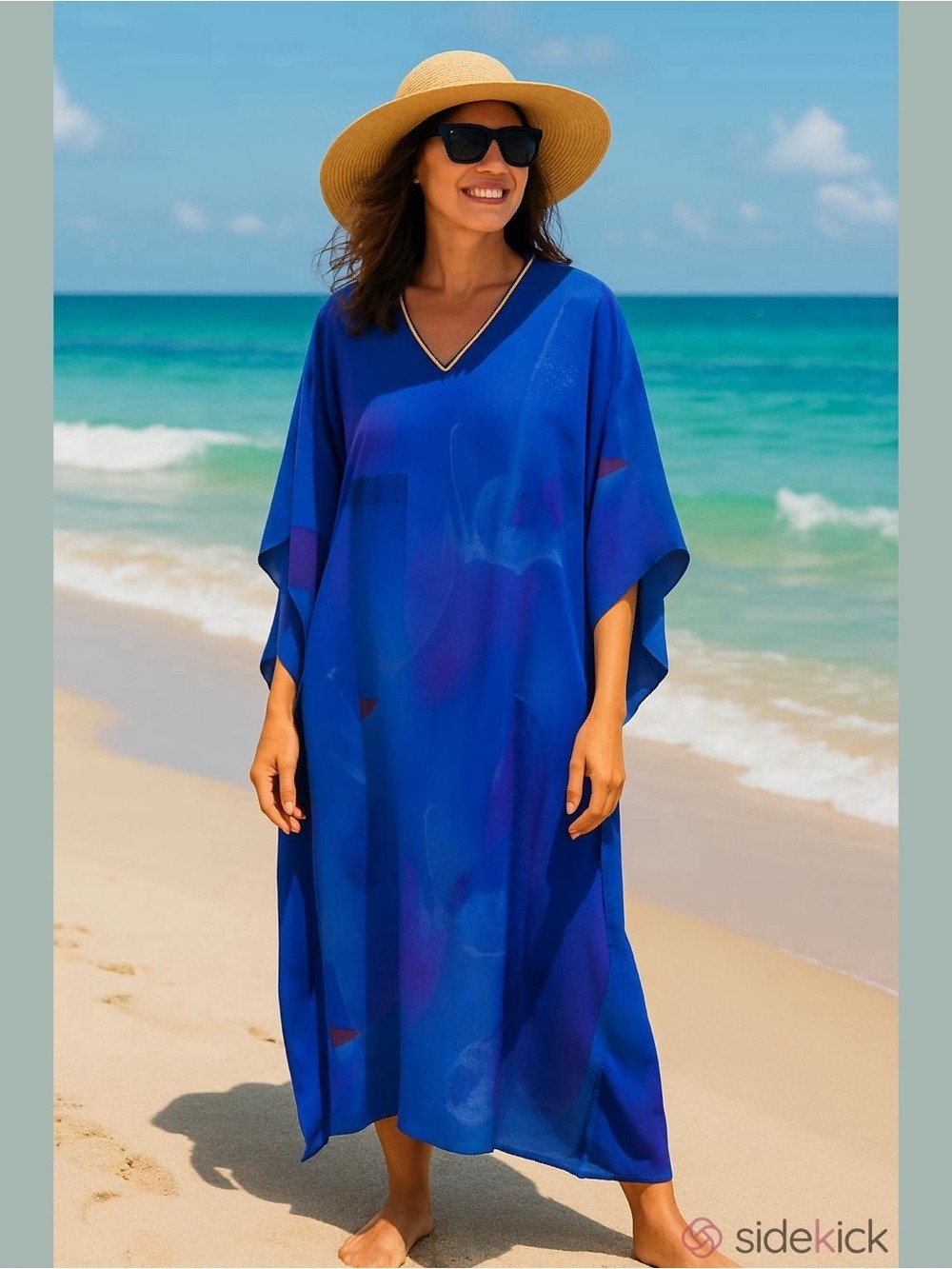 Vintage Ruth Norman 70s 80s Artsy Art To Wear MuMu Kaftan Dress Vacation Lounge